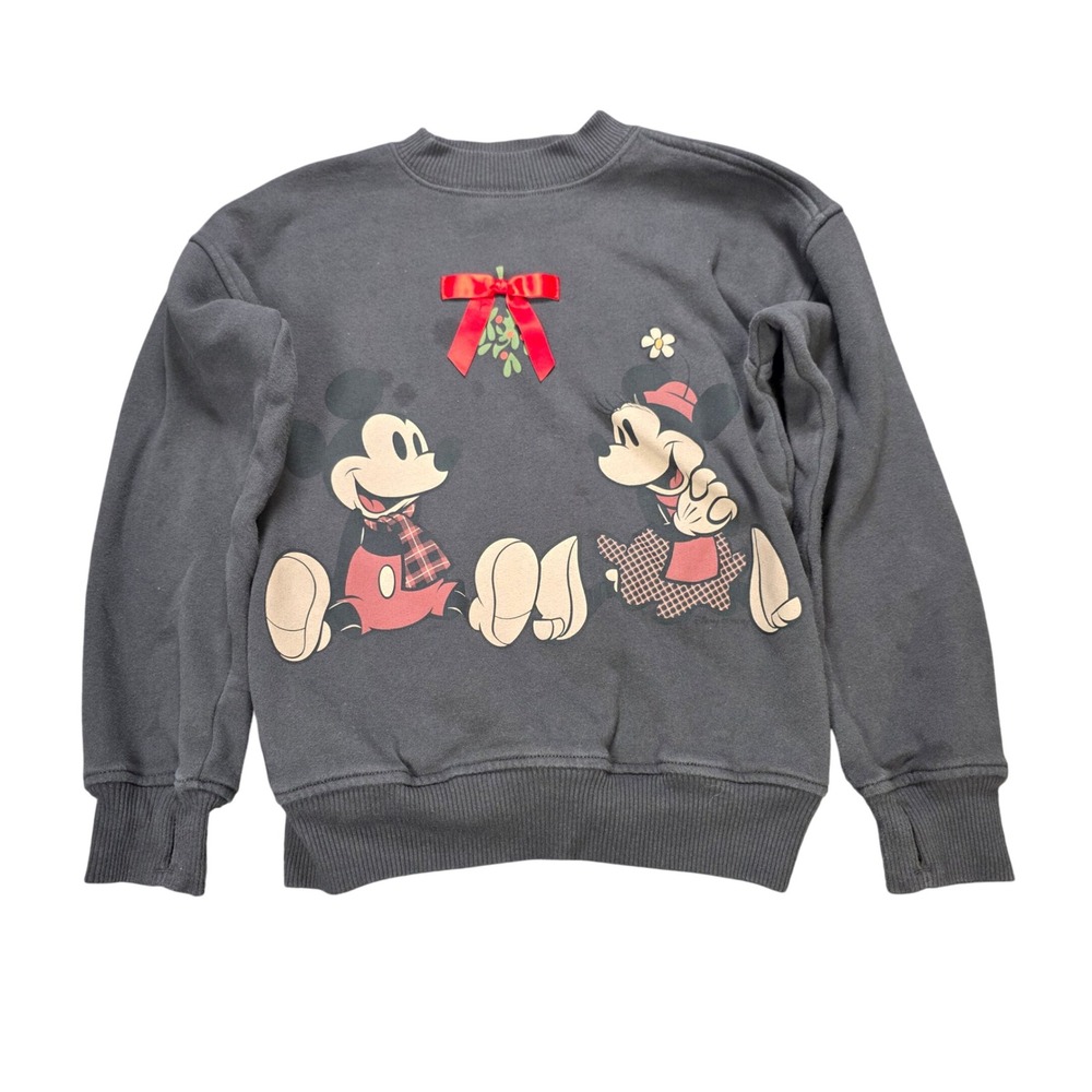 Abercrombie Kids Disney Sweatshirt Girl's Size 7/8 Gray Mickey Minnie Christmas